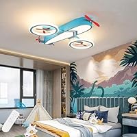 Shine LUEST Kids Ceiling Lights for Bedroom Blue Airplane Light Fixture Mount 24.8\" Kitchen Ceiling Light Fixtures 3000K-6000K with Remote 68W Flush Mount LED Lamp for Kids Room