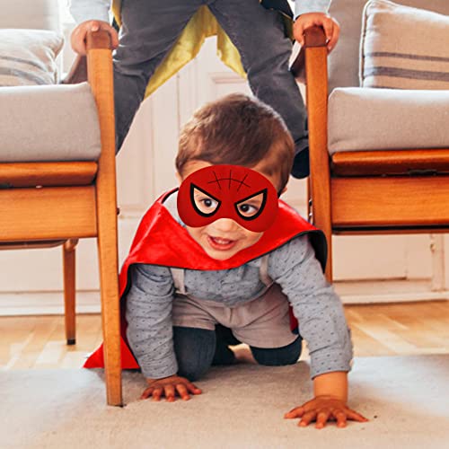 Mizzuco Superhero Capes For Kids Superhero Cloak With Mask And Waistband Halloween Costumes And Party Dress Up Gift For Boys And Girls (Red+Black) #TOP5