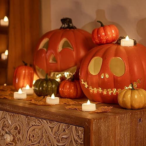 Image of merrynights Flameless Candles, 24Pack Timer Fake Candle, LED Tea Light Candles, Battery Operated Votives with 6 Hours Timer Auto for Halloween Christmas Wedding Decor-1.5'' D X 1.25'' H, Warm White