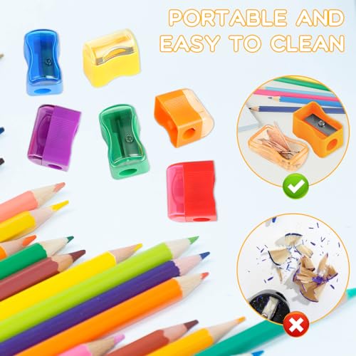 Adorox Assorted (144 Sharpeners)) Bulk Miniature Plastic Pencil Sharpener Colors Assortment School Classroom thumb #3