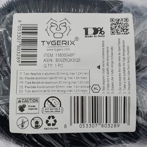 TYGERIX® DN 60 mm / 6 cm / 2 3/8" (2.375 inch) Aluminum Flexible Hose, Black, DN 60 mm / 2.375 inches - Image 2