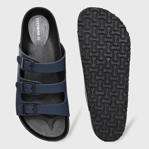 Image of Centrino Men's Berkin-Style Slip-On Sandals | Open Toe Design | Soft PU Footbed | Lightweight & Comfortable | Arch Support | On-Grip Sole | Casual Outdoor Wear (9208)