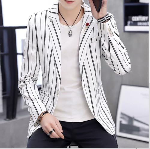 Veste à Rayures Hommes Blazer Smoking Revers Cranté Chic - 5
