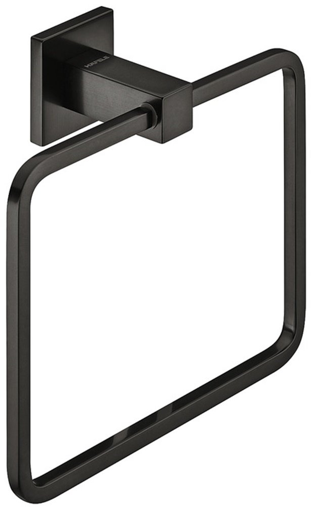Gedotec Travel Towel Rail Brushed Black 1 Piece Towel Rail Square Hanger for Wall Mounting Bathroom Towel Ring Square with Mounting Material Rustproof Brass