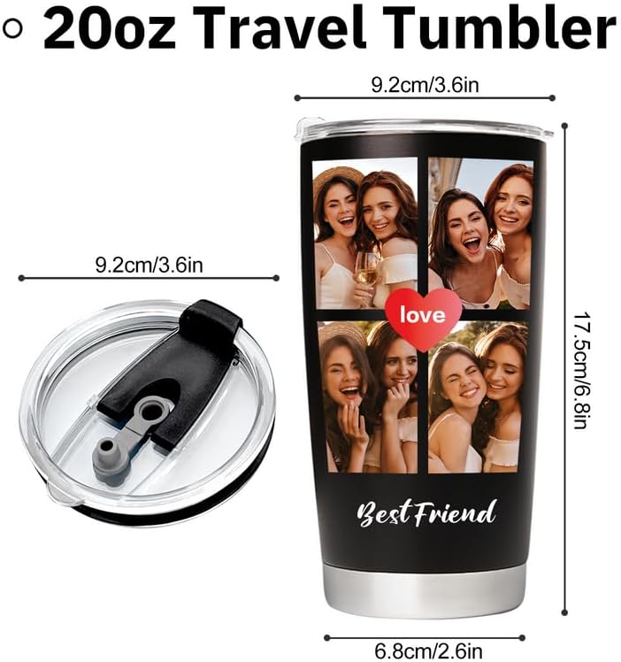 Miniatura 7 de Vaso personalizado con texto de imagen, vaso de café personalizado de 20 onzas con tapas, vasos de acero inoxidable, taza de viaje personalizada,