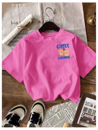 Image of RoseSeek Women's Graphic Letter Tee Crew Neck Drop Shoulder Trendy Summer T Shirt Short Sleeve Vintage Car Print Top
