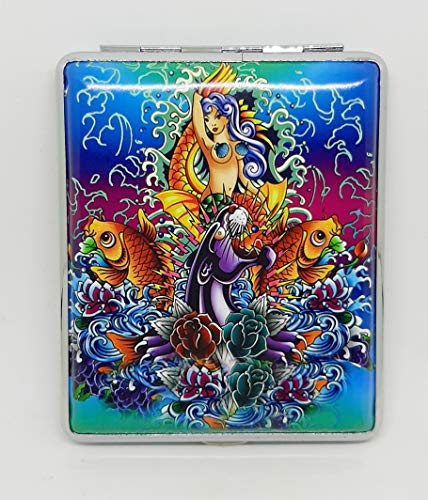 RYO Tat Panther And Mermaid Silver Framed PU Leather 100s Cigarette Case