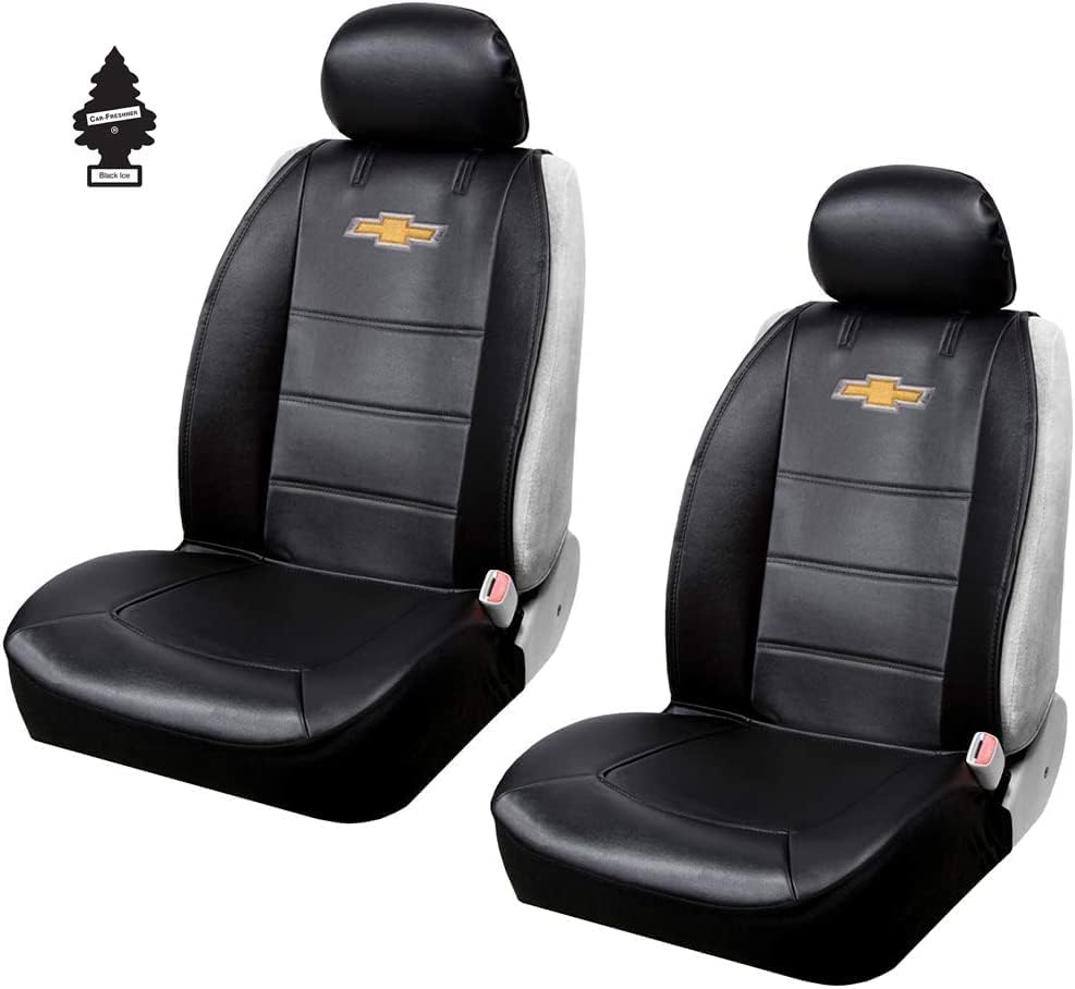 Yupbizauto New Plasticolor Chevrolet Compatible Car Seat Deluxe Version Cover w/Headrest Pair Universal Sideless Bundle with Air Freshener