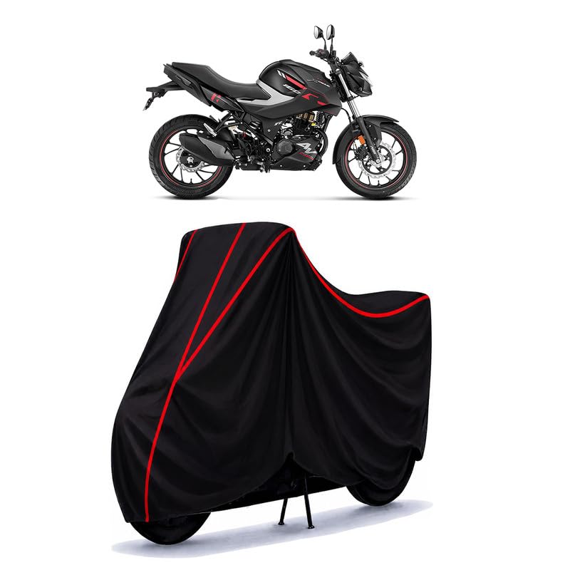 Image of Hero Hunk 160R 4V Water Resistant Bike Cover for All Motorcycles & Rain | Heavy Duty Taffeta Fabric | UV Protection, Dustproof, Scratchproof | All Weather Two Wheeler Body Cover with Elastic Bottom