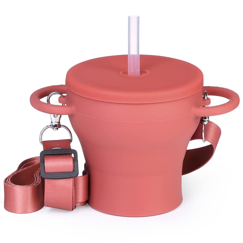 Coos N Babbles 2-in-1 Silicone Straw Sipper Cum Snack Cup for Baby | 450 ml Straw Cup for Babies 1 Year | Foldable Sippy Cup and Snack Catcher for Kids (Purplish Red)-image-40