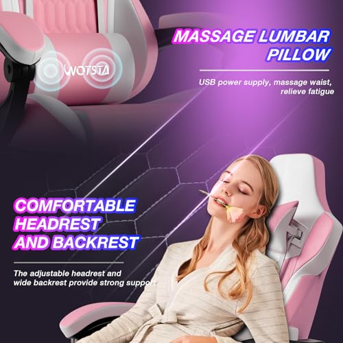 Chaises d'ordinateur réglables fauteuil gaming ergonomique rose - 8