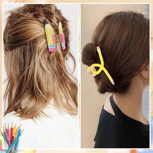 4 PCS Pencil Hair Claw Clips para Mujeres Accesorios de Cabello para Regreso a Clases para Maestras Estudiantes Regalos de Agradecimiento miniatura 6