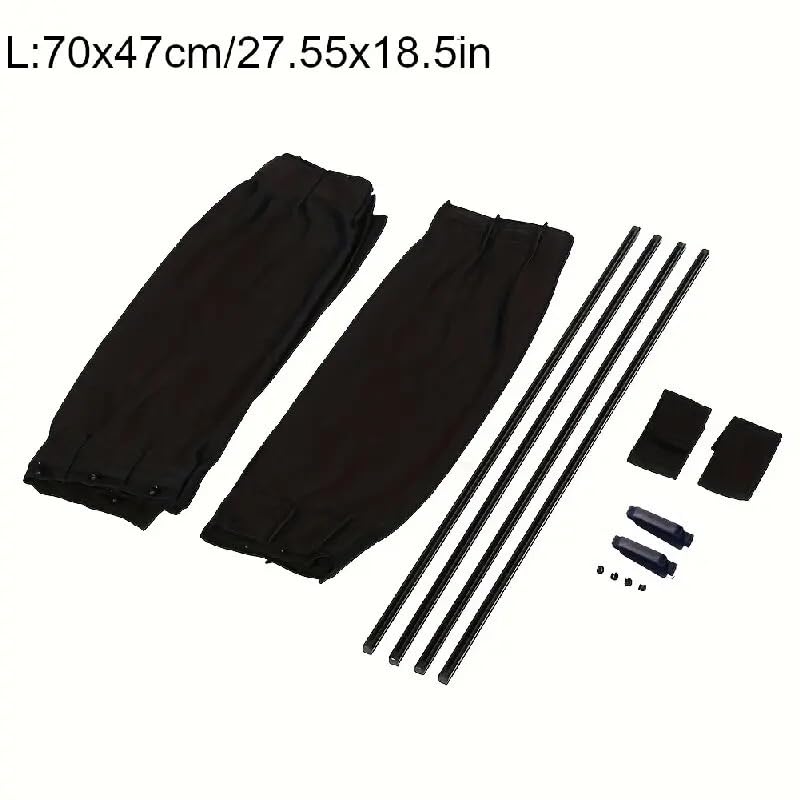 Rideau Voiture,Rideau Occultant Voiture Lot De 2 Pare-soleils 70 Cm, Rideaux Latéraux for Vitres Arrière, Pliables, Protection UV, Accessoires en Tissu Pur Noir(Black 70x47cm)