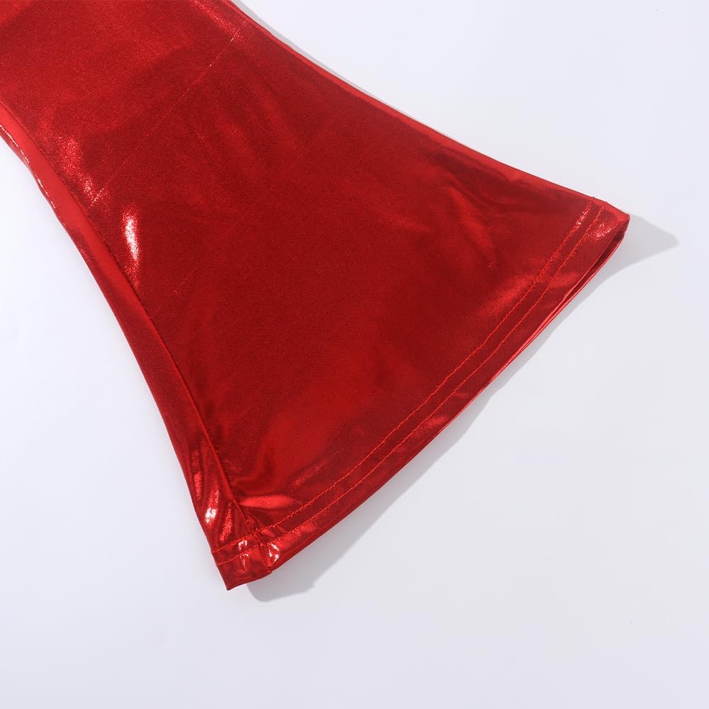 Noomelfish Girls Metallic Flare Leggings Pants Kids Yoga Disco Dance Bell Bottoms (5-12 Years) - Image 4