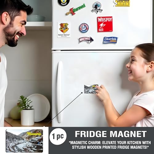 Image of Elegant Fridge Magnet with Themes |Rectangular Size Refrigerator Magnet with Magnetic Rubber Back | Pack of 1, 8.6cm X 5.4cm (Mussorie - Design 1)