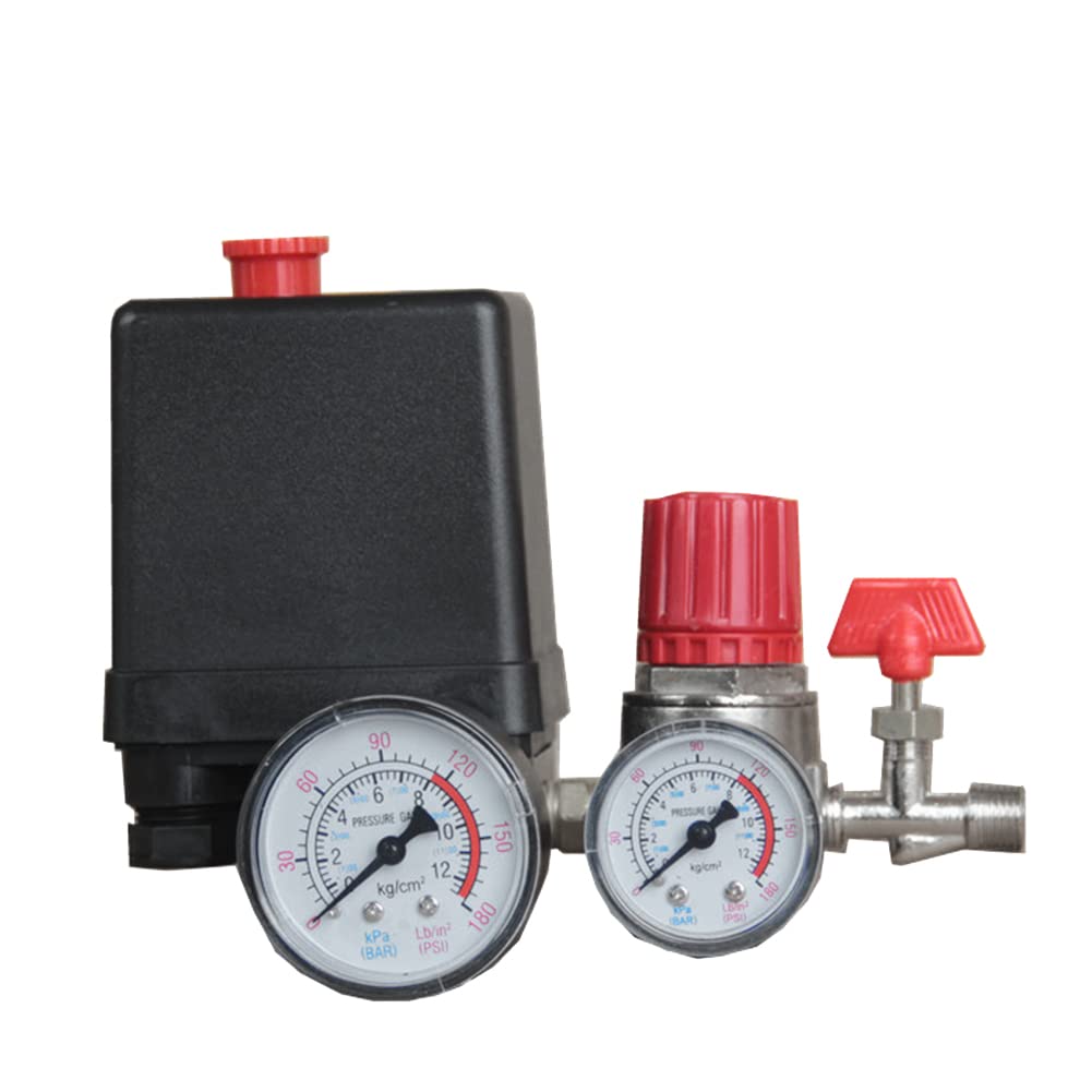 Aisuoka With Pressure Regulating Valve Switch Assembly Control 15A 240V/Ac Adjustable Air Regulator Valve Compressor Four Holes