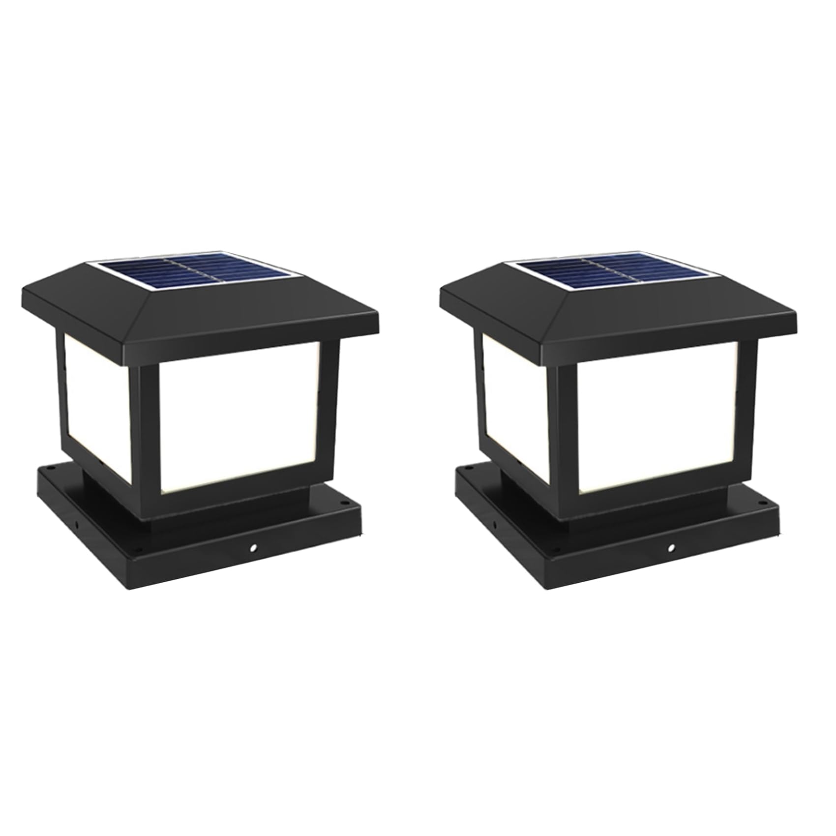 Vjsujehgy 2X Timed LED Solar Pillar Light Waterproof Solar Lights Outdoor Remote Control Garden Sunlight