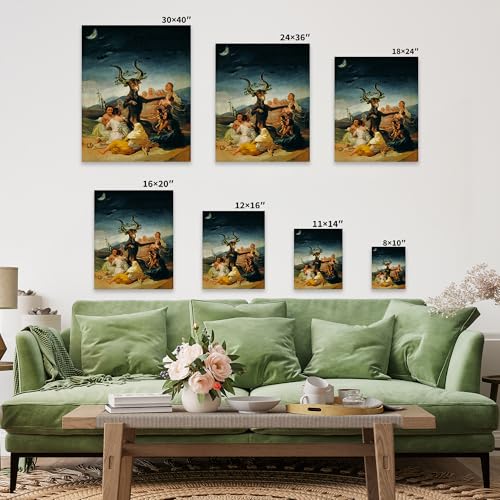 Image of Poster Master Francisco Goya Canvas - Retro Witches Sabbath Painting Print - Occult Art - Wicca Art - Gift for Men & Women - Gothic Decor for Living Room or Bedroom - Available in 8x10 to 30x40