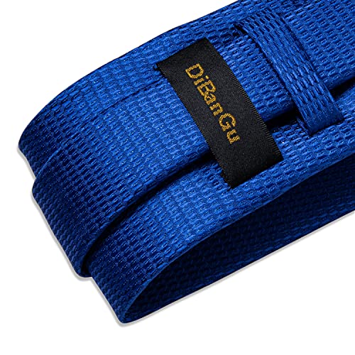 Image of DiBanGu Mens Silk Necktie Solid Color Tie and Pocket Square Cufflink Tie Clip Set Woven Plain Ties for Men Wedding Party