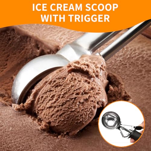 Ice Cream Scoop Stainless Steel - Easy-to-Use Trigger Mechanism, Perfect for Scooping Hard Ice Cream, Sorbet, and Frozen Desserts - Image 5