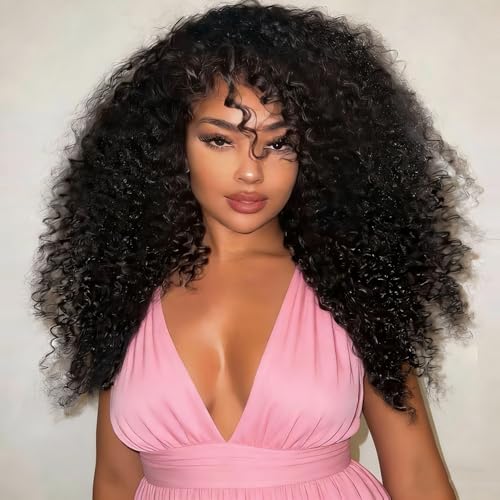 XSY Kinky Curly Half Wig Human Hair for Black Women 200 Density 3 In 1 Seamless Flip Over Glueless Wear and Go Curly Headband Wig Beginner Friendly Natural Black Color 18 Inch