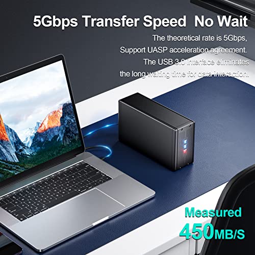 Acasis Raid Hard Drive Enclosure For 2 X 3.5-Inch Sata I/Ii/Iii Dual Bay External Hard Drive Docking Station, Support Raid 2*16Tb, Black #TOP2