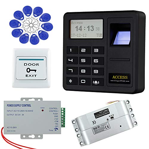 Preisvergleich Produktbild HFeng 125 KHz Türzugriffskontrollsystem Biometrische RFID Fingerprint Access Controller + 12 V Stromversorgung Elektrische Drop Riegelschloss Kit Set