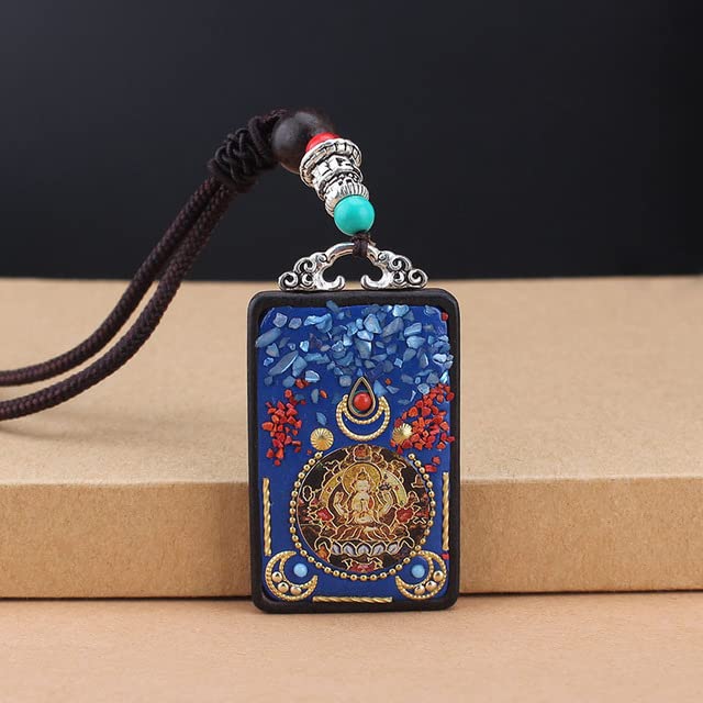 Collier Thangka ethnique en bois de santal avec pendentif Bagua Toem