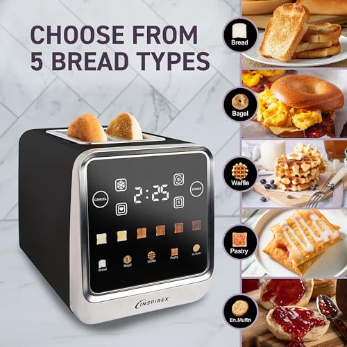 Inspirex Touch Screen Toaster - 2 Extra Wide Slots - 5 Bread Types and 6 Browning Levels - Defrost, Reheat, Favorite, & Single Slot Modes - For Toast, Bagels, & Waffles – Black - image 7