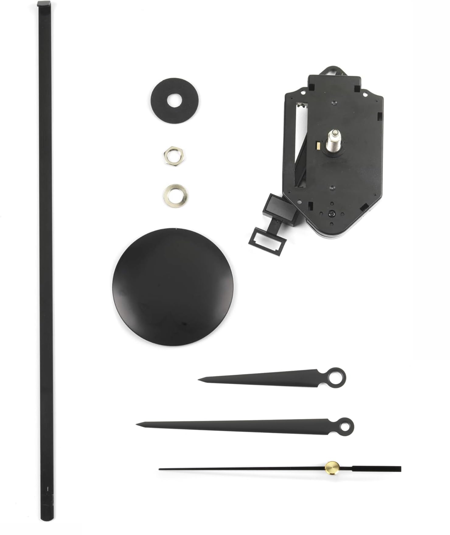 Clock-it Meccanismo Orologio Pendolo di qualità con H canotto 24mm, Lancette Metallo Nere. Azienda Italiana specializzata.
