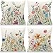 Cirzone Outdoor Kissen Dekorative 4 er Kissenbezug Frühling 45 x 45 cm Gartenkissen Bunte Blumen und Schmetterlinge Kissenbezug Werden für Heim Sofak Garten