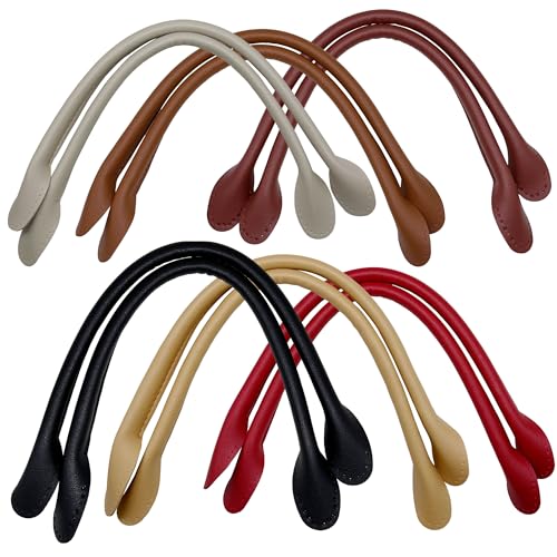 Yayatty 12 pz Manici per Borse in Pelle, 6 Colori Corta Borsa in Pelle PU Cinghia per Borsa con Fori Finali Forma di Orecchio Borsa per Borse all'Uncinetto Borsa Portafoglio Tote Bag