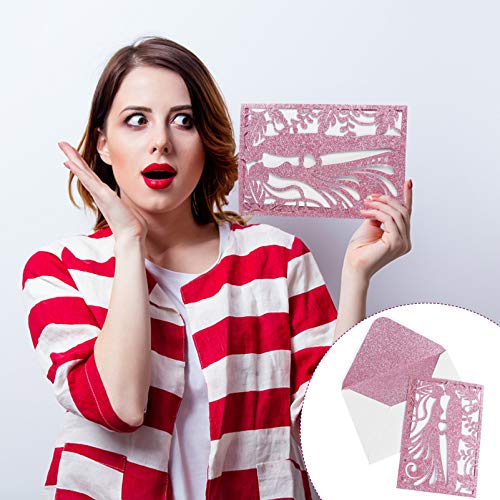 Toyvian 5Pcs Cartão de Convites de Casamento Com Corte Brilhante E Elegante Design de Flora de Noiva