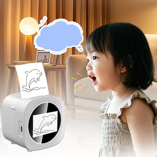 Image of Luocute AI Sticker Printer, Voice Activated Thermal Printer with 2.4 Inch HD Screen, Inkless Portable Sticker Maker for Study Notes, Diary Stickers and DIY Projects