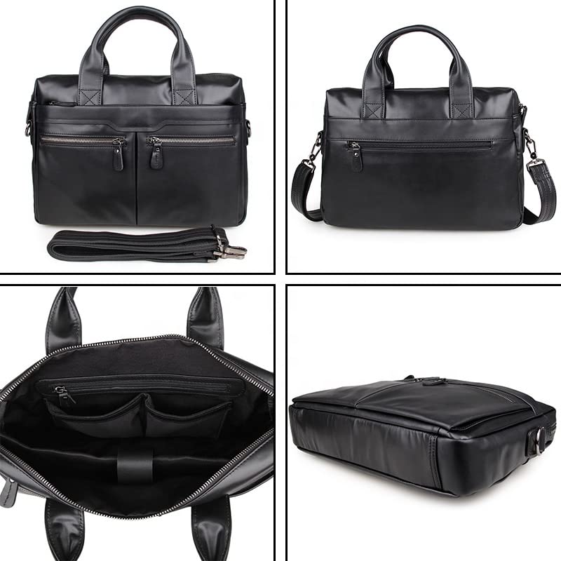 Mens Leather Business Laptop Bag, 15 Shoulder Bag Briefcase Leather Document Case4