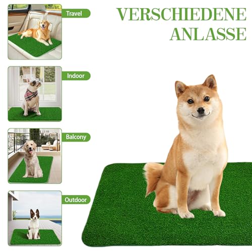 2 Stück Kunstrasen Hundeklo Balkon, Hundetoilette Ersatzrasen Waschbar Welpentoilette Rasenteppich Welpen Rainingsunterlage Rasen Training Pee Pads für Kleine Hunde (58,5 x 46 cm)
