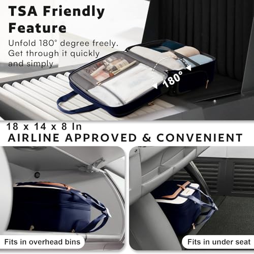 Image of Arcoyard Rolling Laptop Bag, Rolling Briefcase for Women with Waterproof Pocket, 16 Inch Computer Bag, Underseat Carry On Luggage with Wheels for Work Travel Business, Lightweight Navy Blue Brown