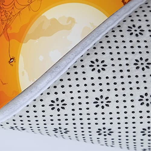 Lavnox Halloween Badematten 3 Teilig Set Kürbis rutschfest Saugfähiger Badezimmerteppich, U-förmiger Kontur Teppich, WC-Deckel Waschbar Duschvorleger Badaccessoires 40x60cm – Bild 7