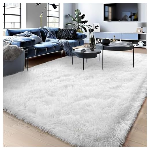 White Fluffy Rug for Bedroom White Fuzzy Rug