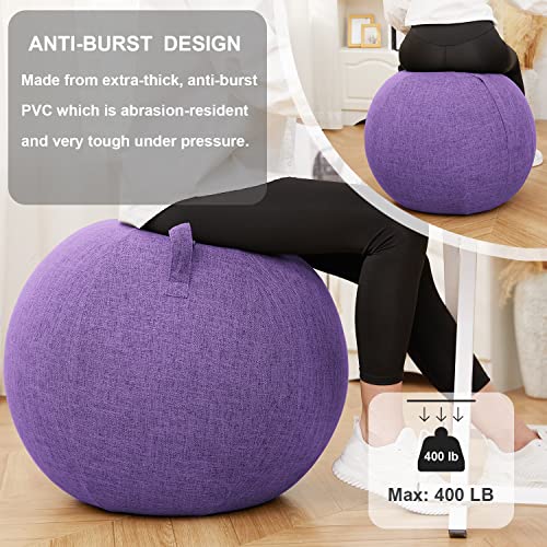 Image of Exercise Ball Chair with Fabric Cover, Standard Size (25inches /65cm), for Home Offices, Balance Training, Yoga Ball