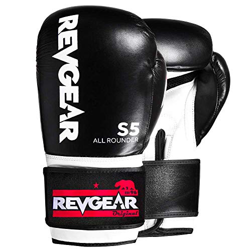 Revgear S5 All Rounder Leather Boxing Glove | Muay Thai Kickboxing Mma Sparring Training | Excellent Wrist And Knuckle Protection For Men And Women | Available In 12, 14 & 16 Oz #TOP4