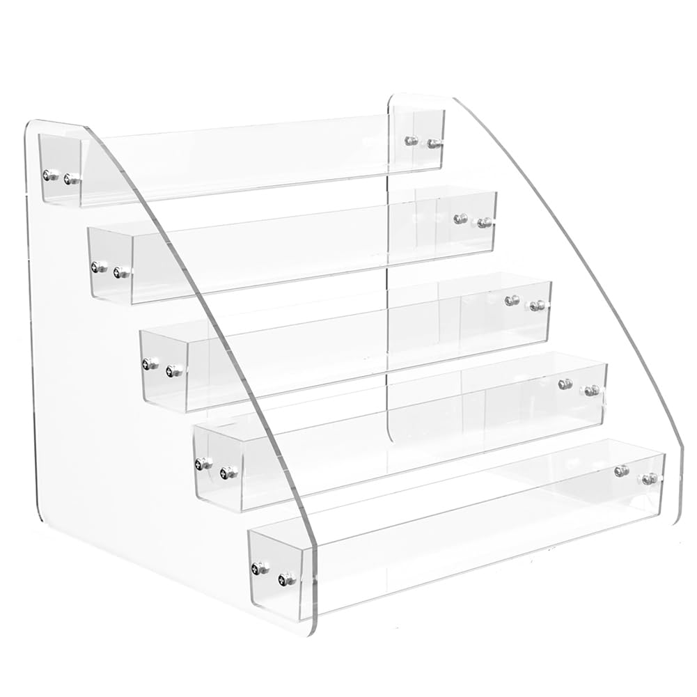 casstaly CD Holder 5 Tier, Clear CD Organizers, CD Display Rack Holds Up to 30 Standard DVD Cases for Media Shelf Storage