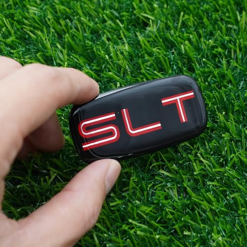 Image of Side Pillar Roof Cab Emblem Badge Nameplates Sticker Replacement for 2002-2007 inchSLT 2Pc (Black Red Chrome)