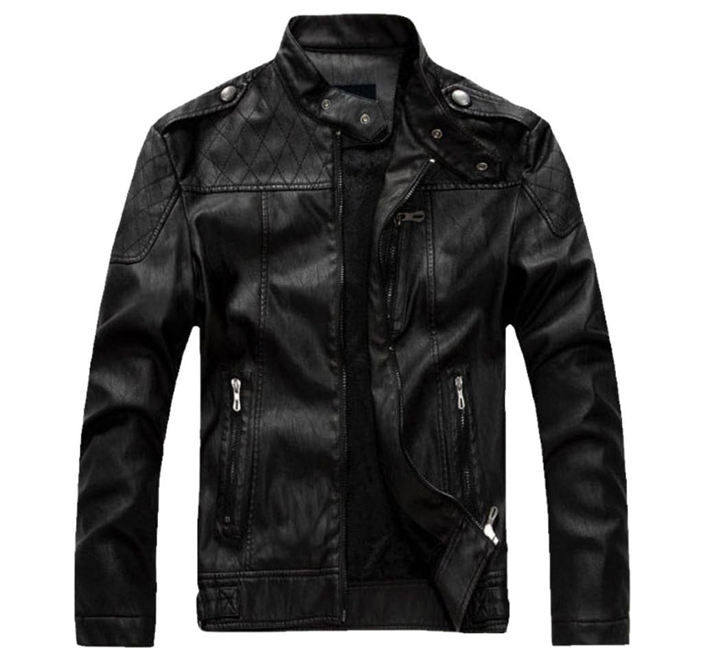 Men PU Leather Casual Jackets Motorcycle Men's Cotton Coat Autumn
