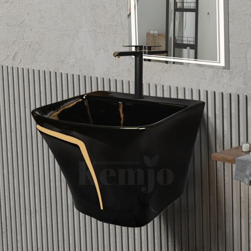 Image of Wall Mounted Wash Basin for Bathroom | Wall Hung Wash Basin /Sink (15.35 x 16.14 x 13 Inch, SFKOP - 210)