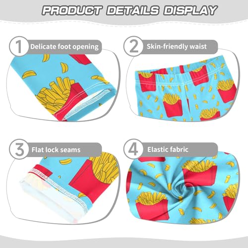 Girls Leggings Size 4T Cartoon French Fries Soft Stretchy Pants Breathable Girl Clothes for Gymnastics Dance3