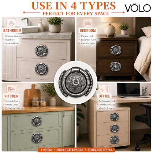 Image of VOLO 2 Pieces Cabinet Knob /Kadi | Pull Knobs for Drawers, Wardrobes & Cupboards | Ideal for Kitchen & Home | (Kadi-19) | (Satin Black, 2 Pieces)