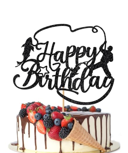 Crseniny Fishing Cake Topper，Happy Birthday Cake Topper