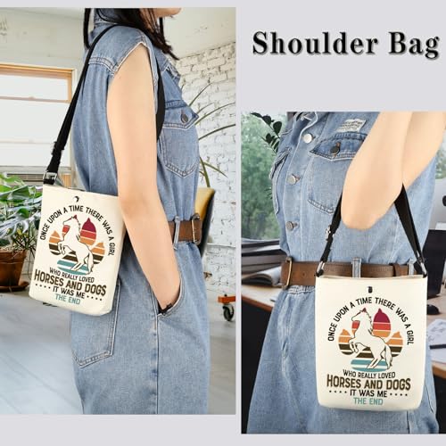 Horse & Dog Lover Gift Animal Accessories Stuff There Was A Girl Who Really Loved Horses&Dogs Crossbody Bag4