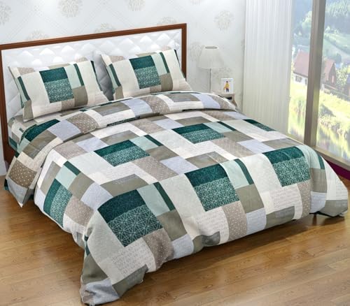Image of Trance Home Linen 100% Cotton Printed Zippered Duvet Cover | King Size (102 x 110 Inch) | Abstract Green | for Blanket /Quilt /Comforter /Razai